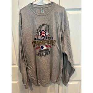 Chicago Cubs 2016 World Series Championship Long Sleeve T-Shirt 2XL MLB Gray Tee